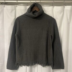 NWOT Pants Store Y2K Ski Sweater  S‎ Black Cowl Neck Fringe Hem Boho Whimsygoth